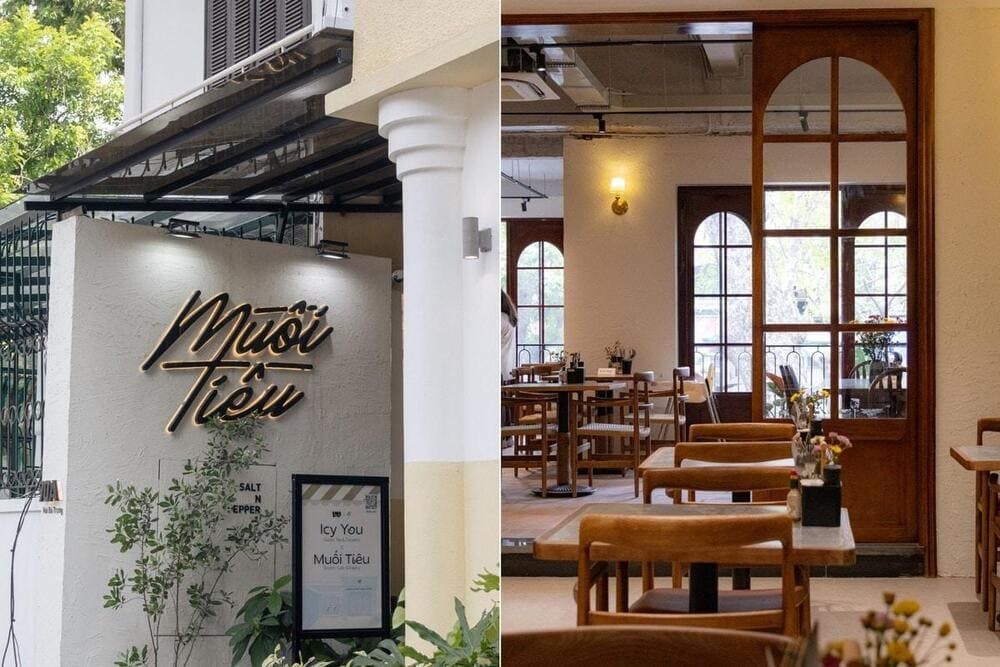 Salt n' Pepper Kitchen boasts a spacious, airy atmosphere with elegant wooden furnishings that add a touch of natural charm (Source: Muối Tiêu - Salt n' Pepper Kitchen)